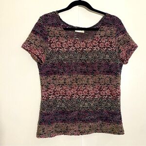 🎈LAURA  women whimsical whimsigoth fairycore metallic floral laced top size M